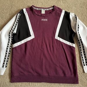 Victoria Secret PINK Embroidered Logo Name Burgundy/White Sweatshirt